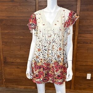 Suzanne Betro Red and Cream Floral Tunic